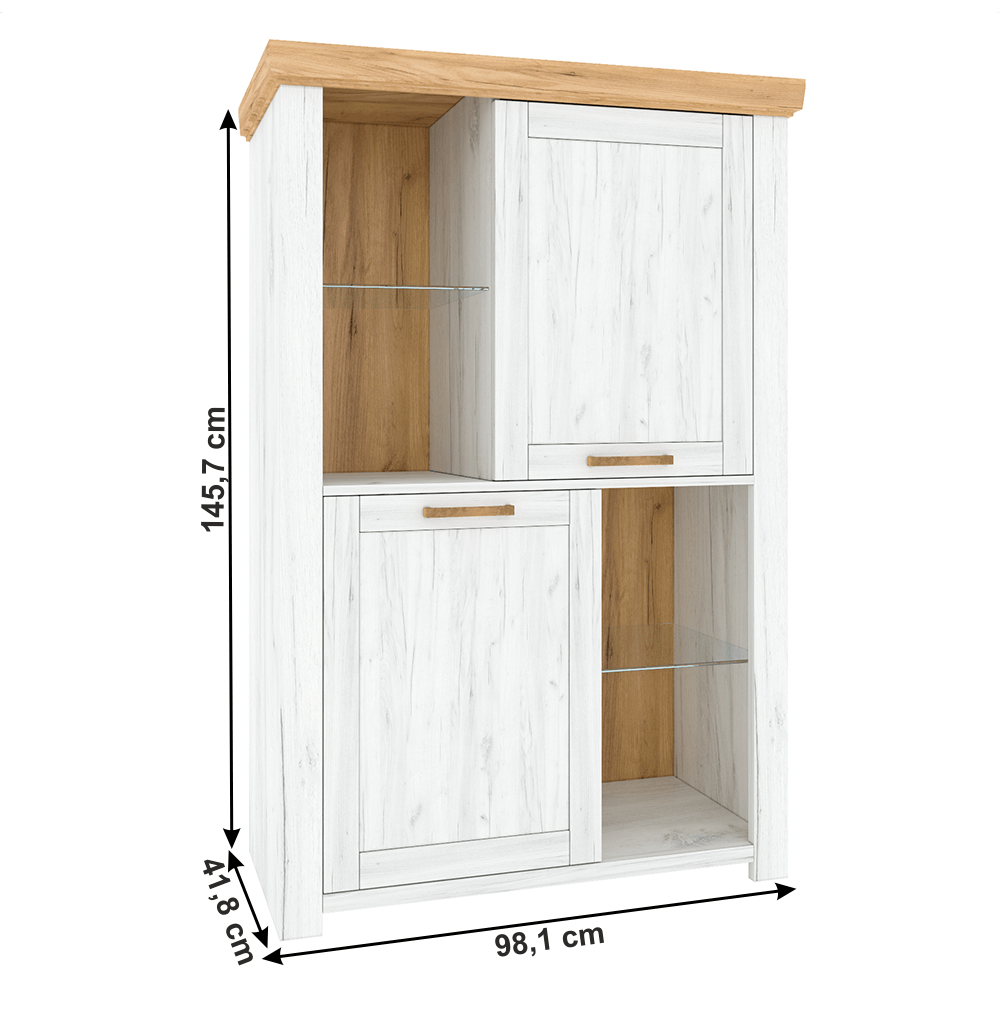 Vitrina C, stejar craft auriu / stejar craft alb, SUDBURY — imaginea 3
