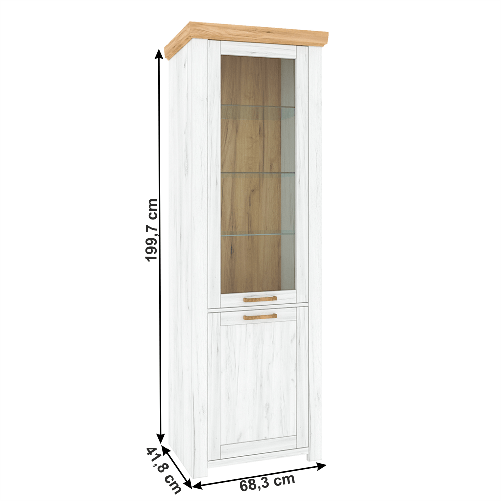 Vitrina A, stejar craft auriu / stejar craft alb, SUDBURY — imaginea 4