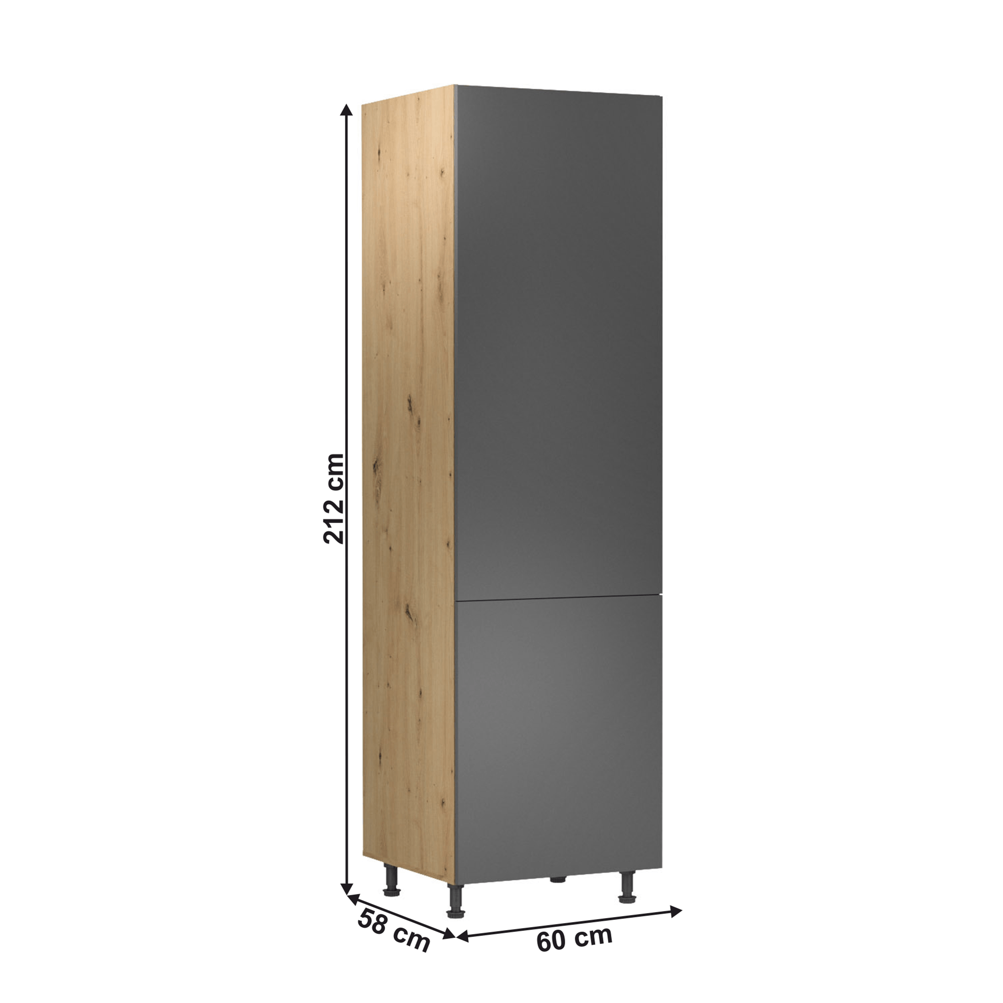 Dulap alimentar cu rafturi, stejar artizanal/gri mat, universal, LANGEN D60R — imaginea 6