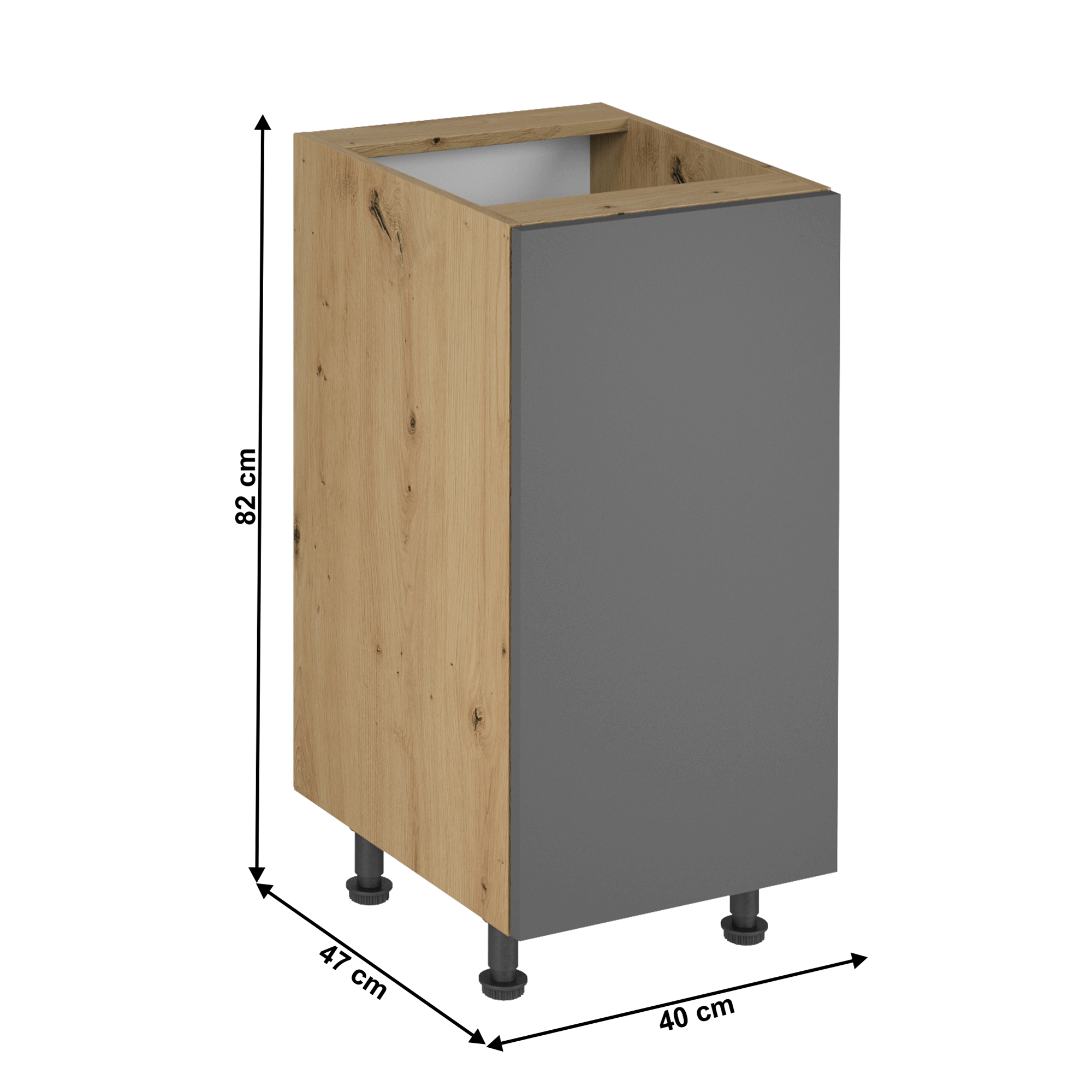 Dulap de jos, stejar artizanal / gri mat, universal, LANGEN D40 — imaginea 6