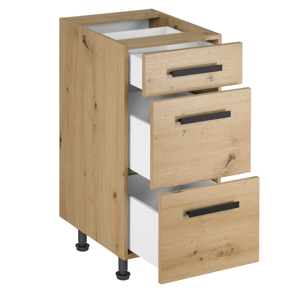 Dulap de jos, stejar artizanal, cu maner, LANGEN D40S3 U — imaginea 5