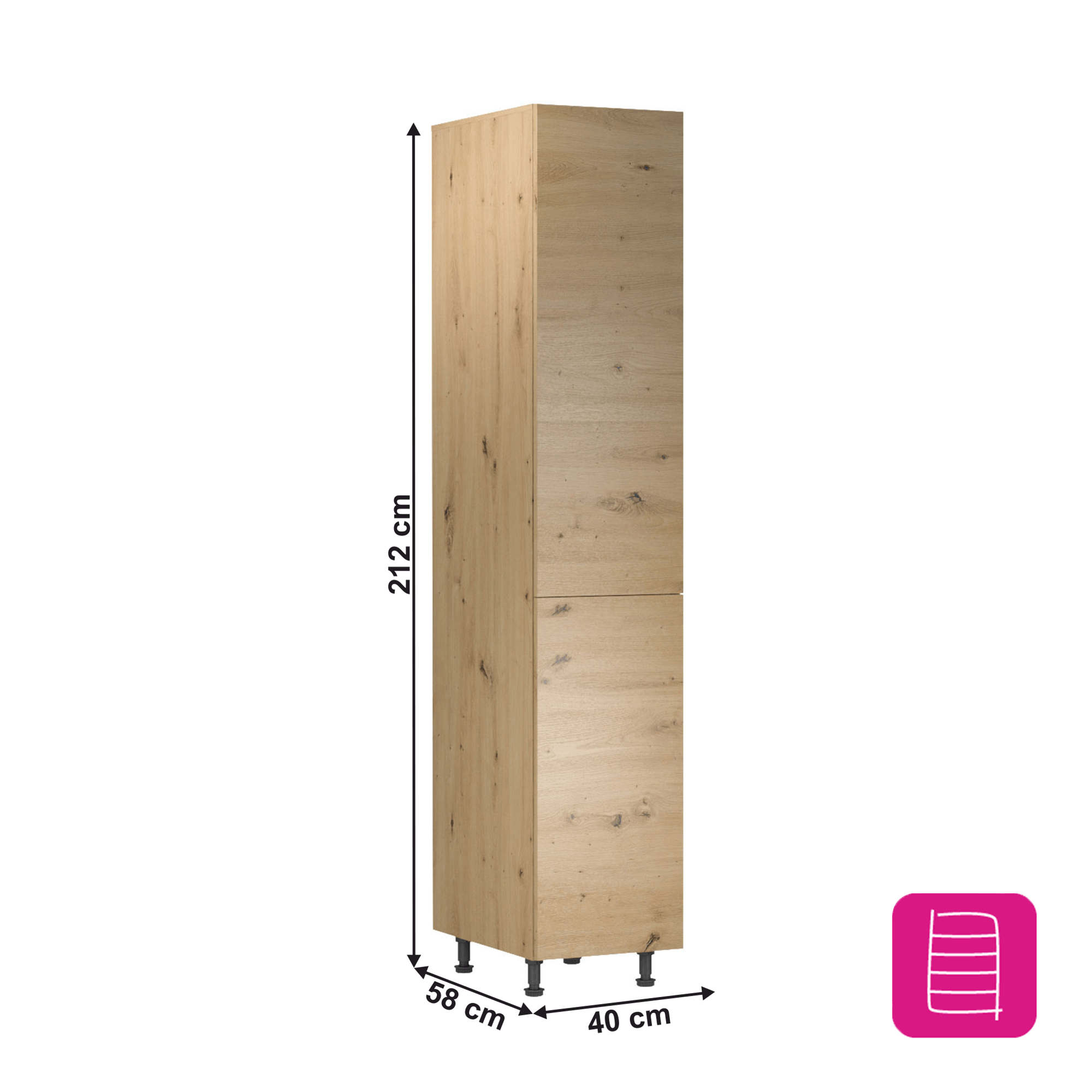 Dulap alimentar cu rafturi, stejar artizanal, universal, LANGEN D40SP — imaginea 11