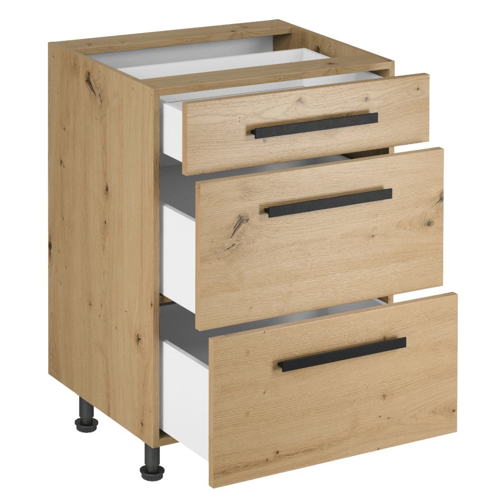 Dulap de jos, stejar artizanal, cu maner, LANGEN D60S3 U — imaginea 9