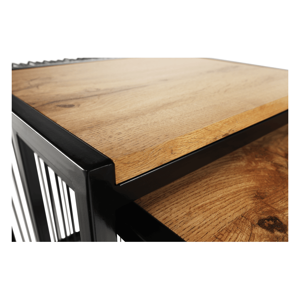 Set a doua masute de cafea, stejar/negru, RIMBO — imaginea 3