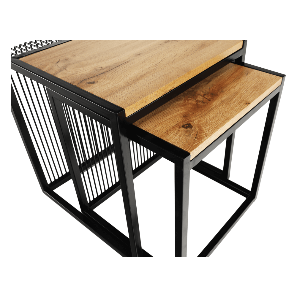 Set a doua masute de cafea, stejar/negru, RIMBO — imaginea 5