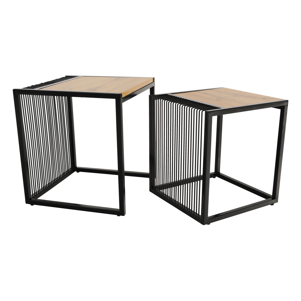 Set a doua masute de cafea, stejar/negru, RIMBO — imaginea 6