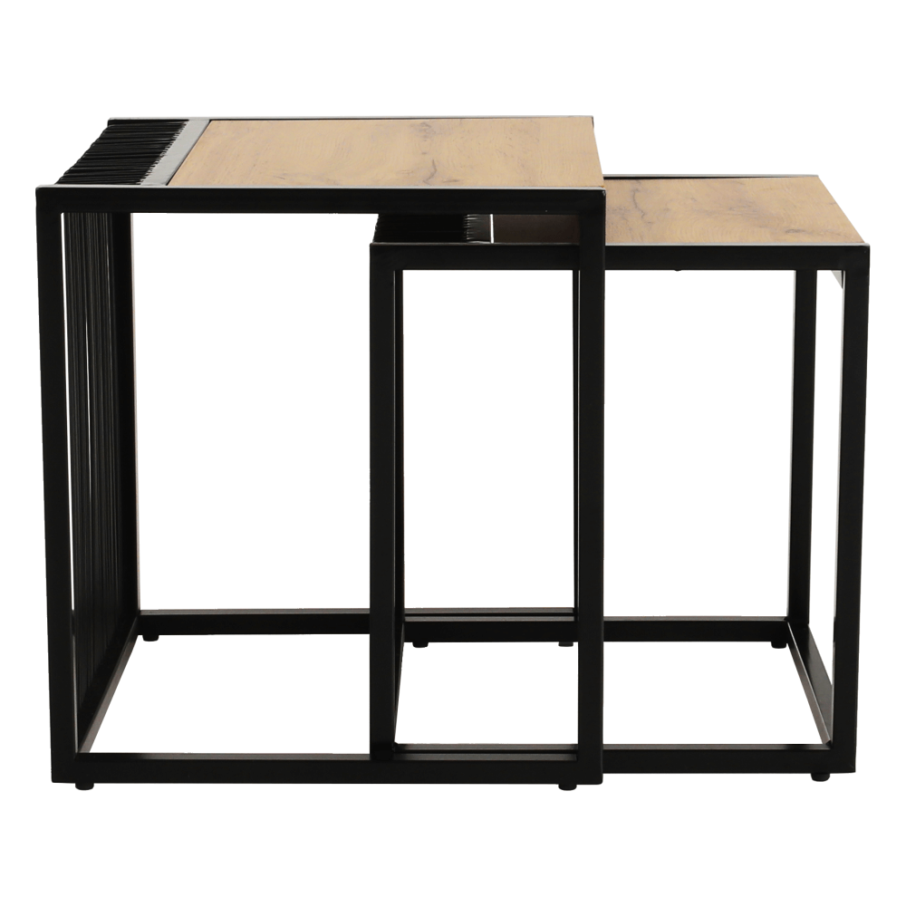 Set a doua masute de cafea, stejar/negru, RIMBO — imaginea 12