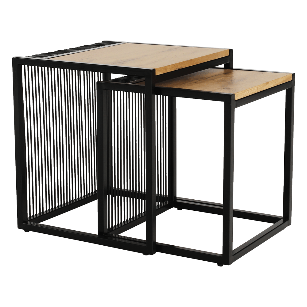 Set a doua masute de cafea, stejar/negru, RIMBO — imaginea 13