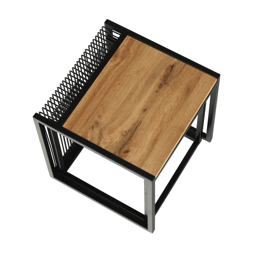 Set a doua masute de cafea, stejar/negru, RIMBO — imaginea 14