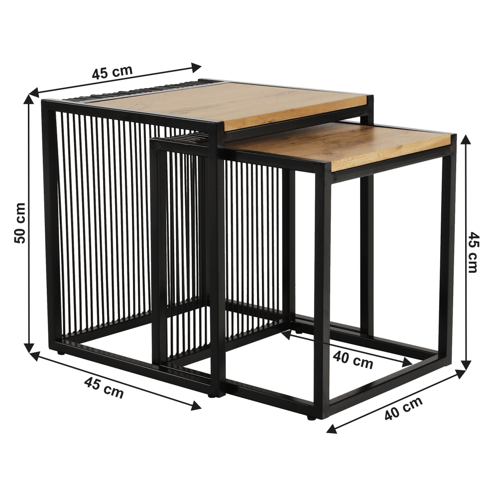 Set a doua masute de cafea, stejar/negru, RIMBO — imaginea 15