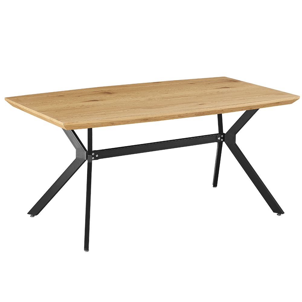 Masa dining, stejar/negru, 160x90 cm, MEDITER — imaginea 2
