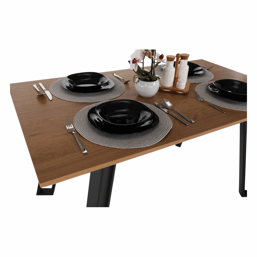 Masa dining, stejar/negru, 140x83 cm, PEDAL — imaginea 2
