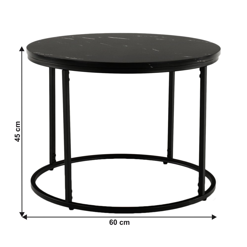 Masuta de cafea, marmura neagra / metal negru, GAGIN — imaginea 12