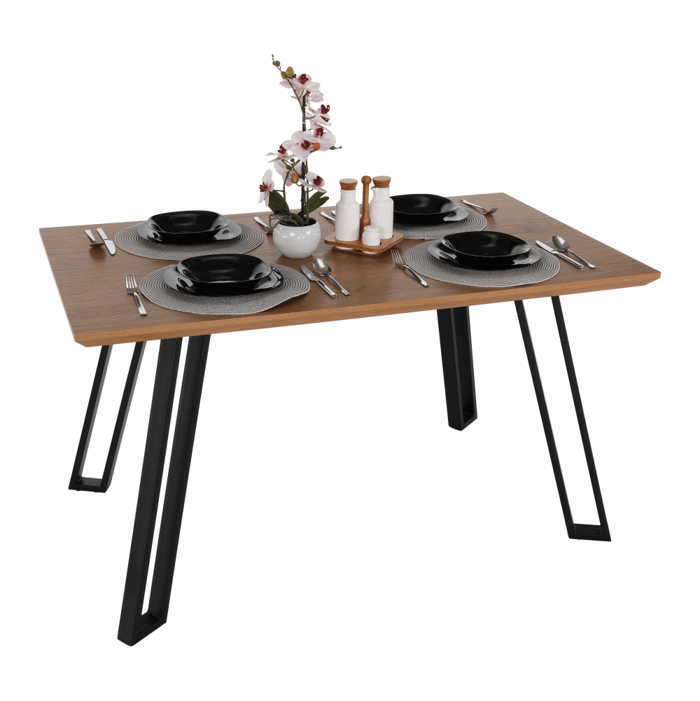 Masa dining, stejar/negru, 140x83 cm, PEDAL — imaginea 3