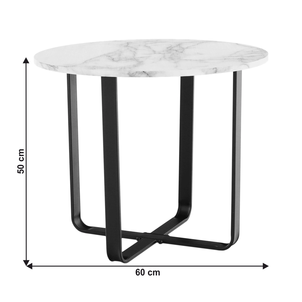 Masuta de cafea, marmura alba / metal negru, SALINO — imaginea 11