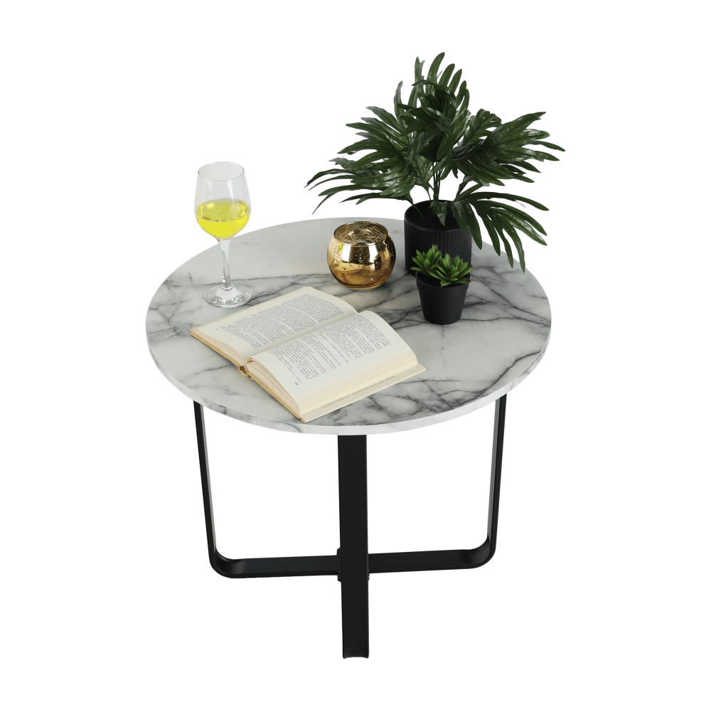 Masuta de cafea, marmura alba / metal negru, SALINO — imaginea 13