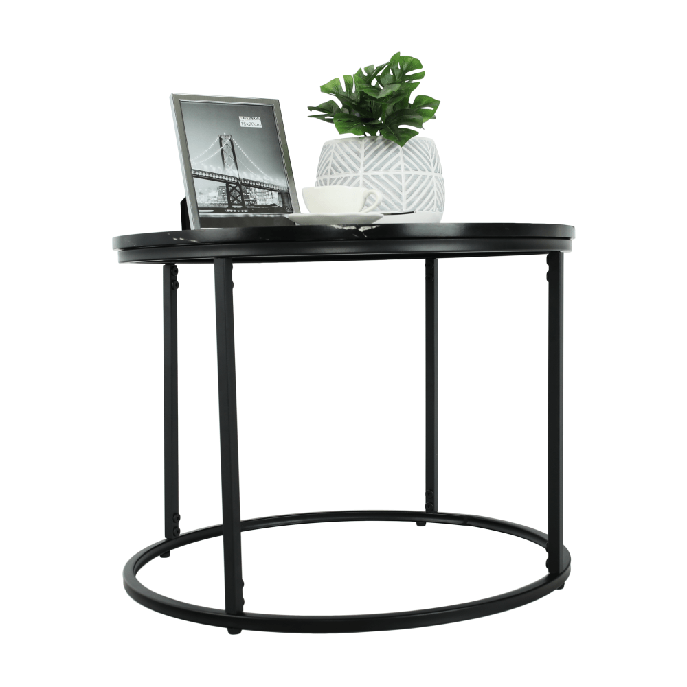 Masuta de cafea, marmura neagra / metal negru, GAGIN — imaginea 15