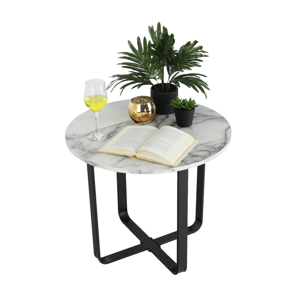 Masuta de cafea, marmura alba / metal negru, SALINO — imaginea 15