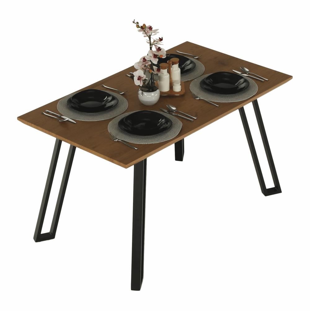 Masa dining, stejar/negru, 140x83 cm, PEDAL — imaginea 11