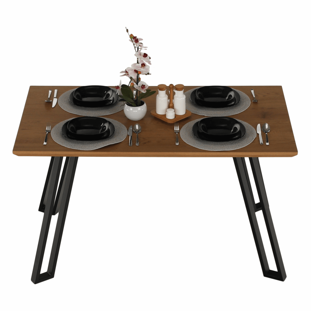 Masa dining, stejar/negru, 140x83 cm, PEDAL — imaginea 13