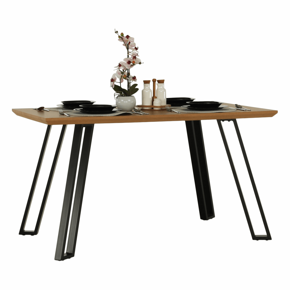 Masa dining, stejar/negru, 140x83 cm, PEDAL — imaginea 16