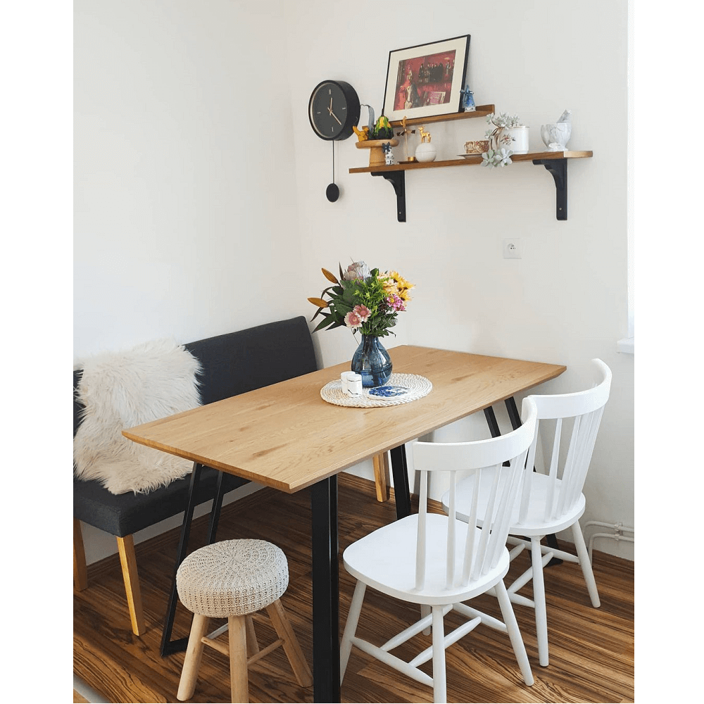 Masa dining, stejar/negru, 140x83 cm, PEDAL — imaginea 18