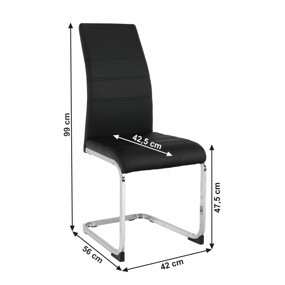 Scaun dining, negru / crom, VATENA — imaginea 17