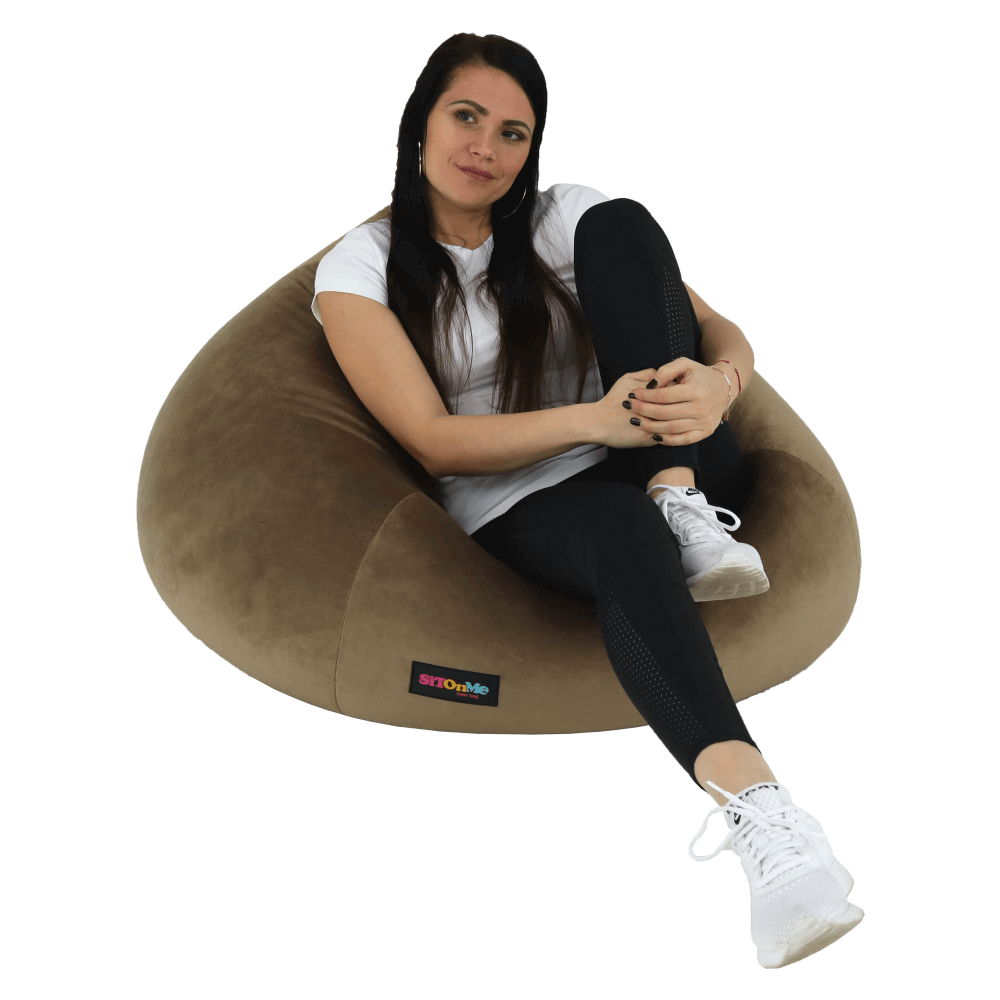 Fotoliu tip sac, material textil gri-maro TAUPE, TRIKALO — imaginea 17