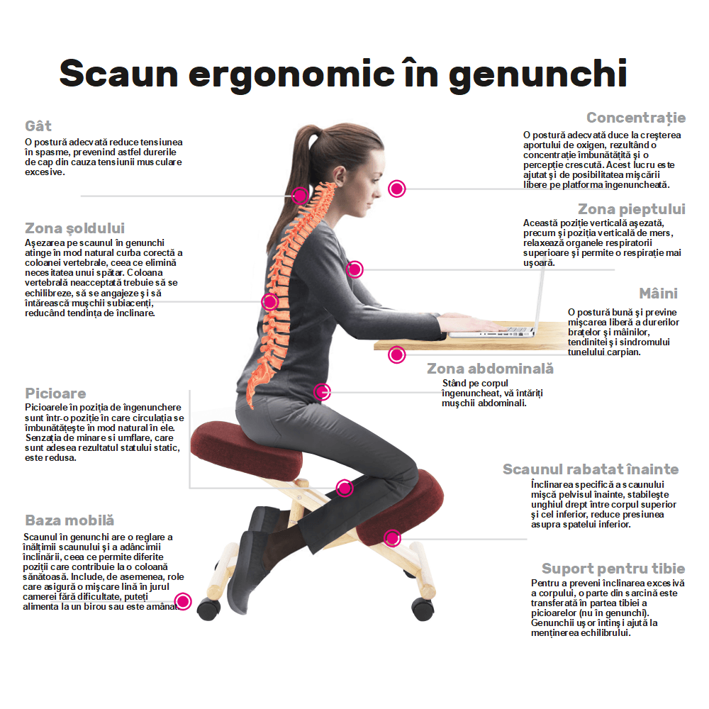 Scaun de ingenunchiere ergonomic, gri — imaginea 2
