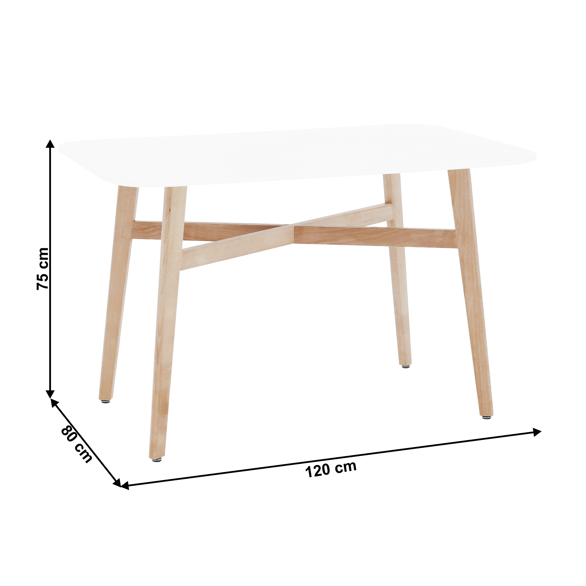 Masa dining, alba/natural, 120x80 cm, CYRUS 2 NEW — imaginea 2