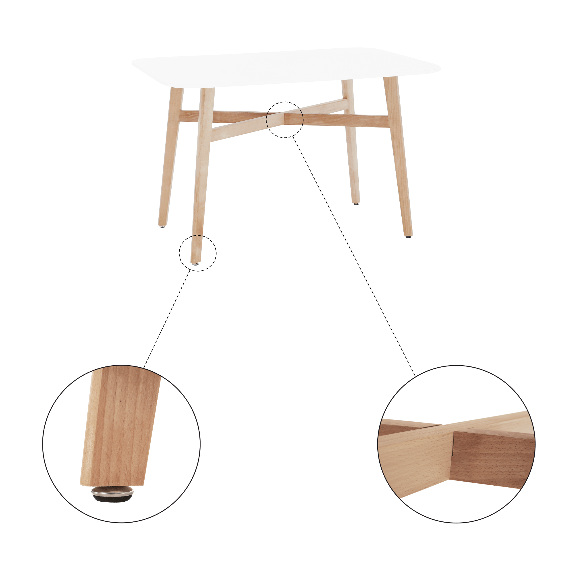 Masa dining, alba/natural, 120x80 cm, CYRUS 2 NEW — imaginea 3