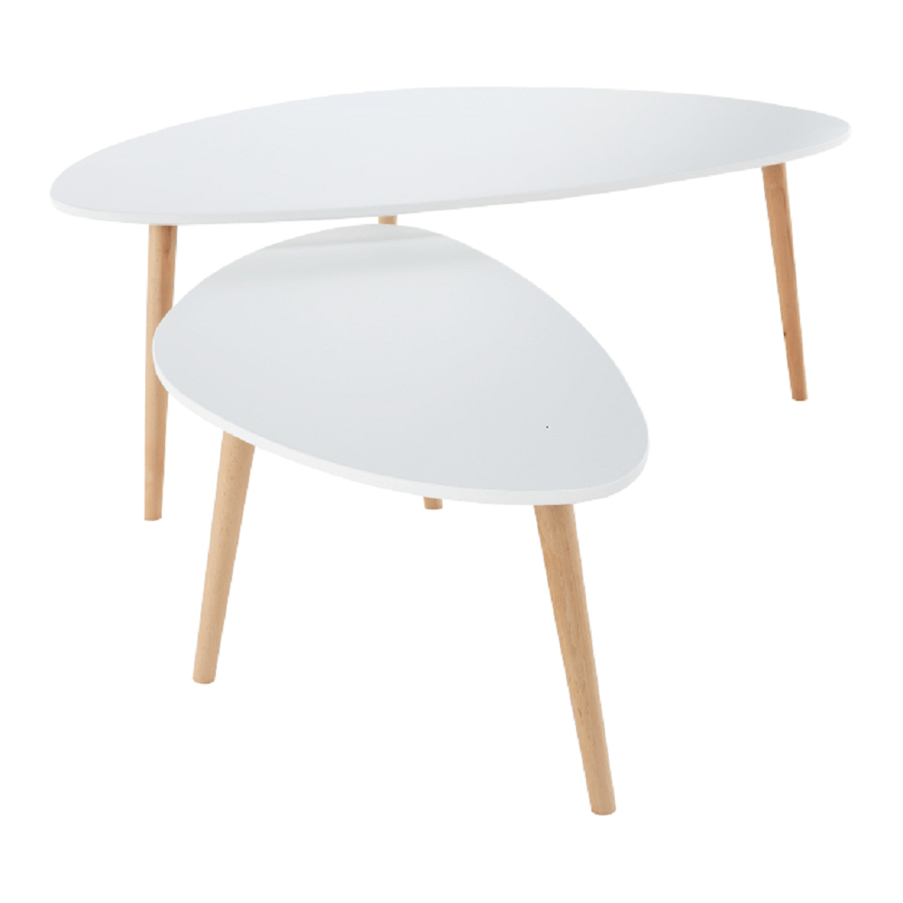 Set 2 masute de cafea, alb/fag, FOLKO NEW — imaginea 4