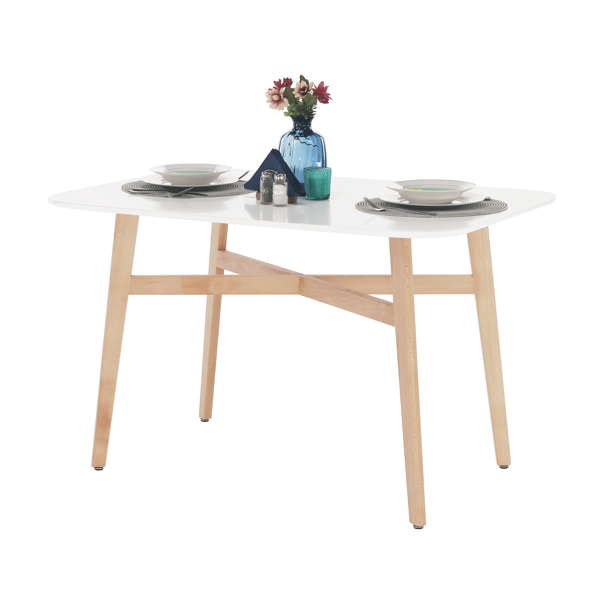 Masa dining, alba/natural, 120x80 cm, CYRUS 2 NEW — imaginea 4