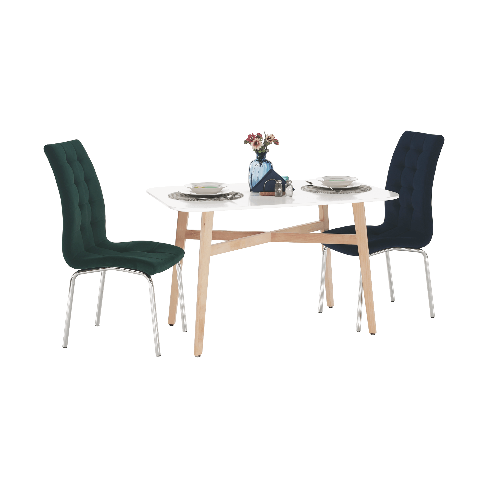 Masa dining, alba/natural, 120x80 cm, CYRUS 2 NEW — imaginea 6