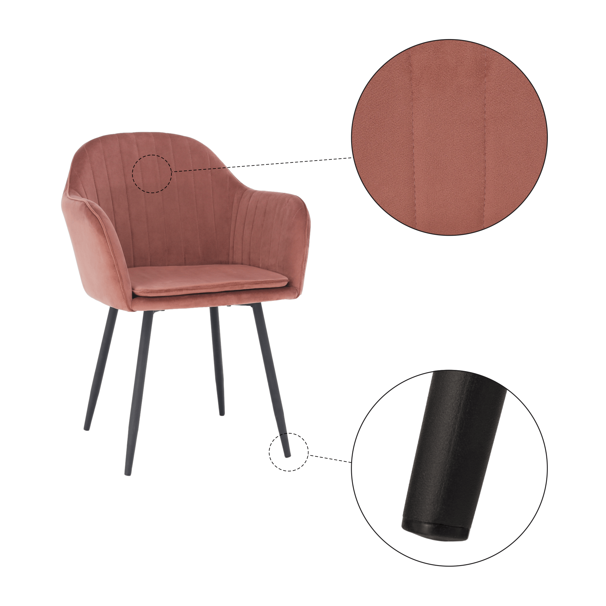 Fotoliu de design, catifea Velvet roz maroniu, ZIRKON — imaginea 19