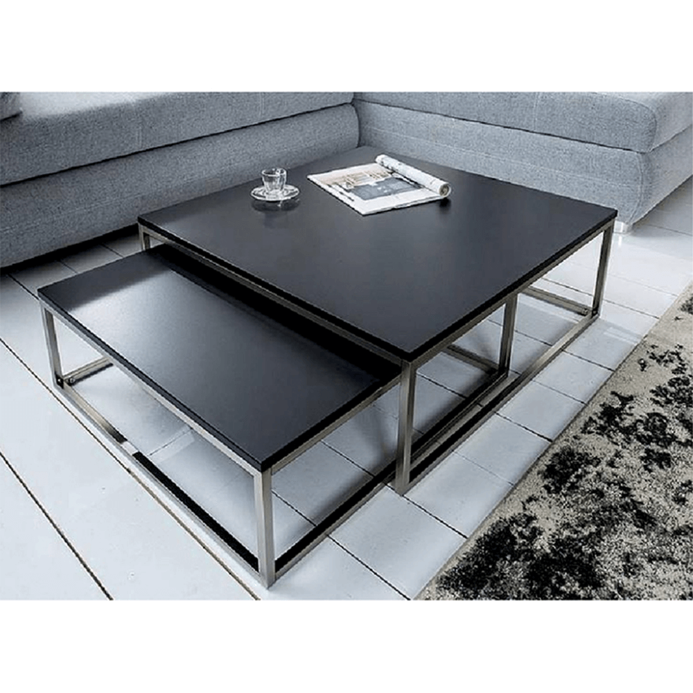 Set de doua masute de cafea, negru/crom, AMIAS — imaginea 4