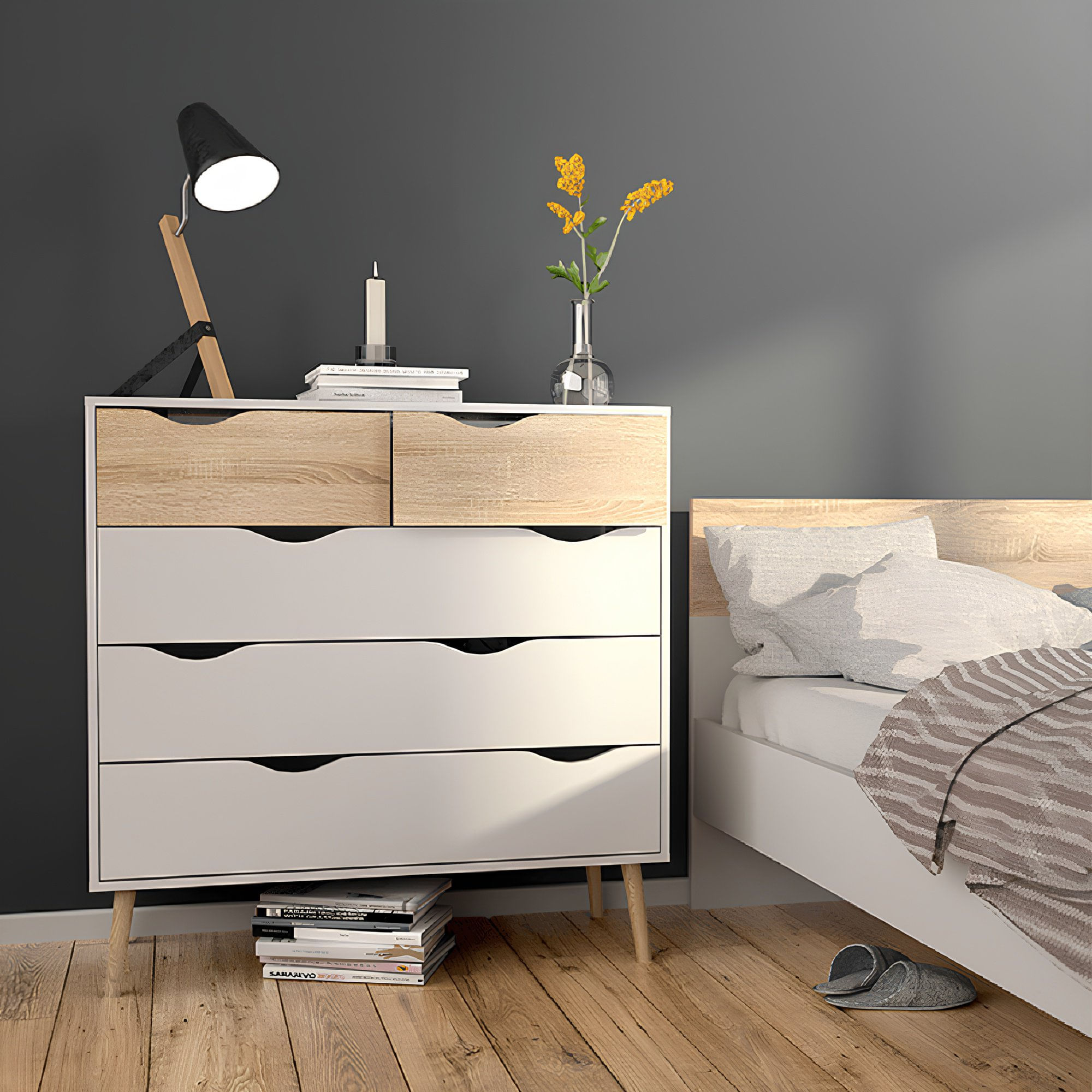 Comoda, stejar sonoma/alb, OSLO 75456 — imaginea 4