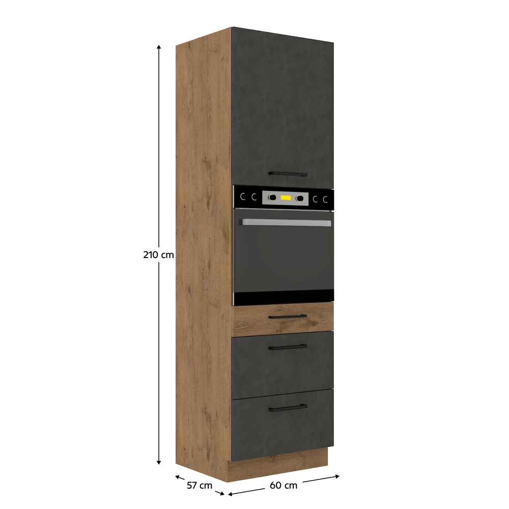 Dulap inalt, stejar lancelot/gri mat, VEGA 60 DPS-210 3S 1F — imaginea 13