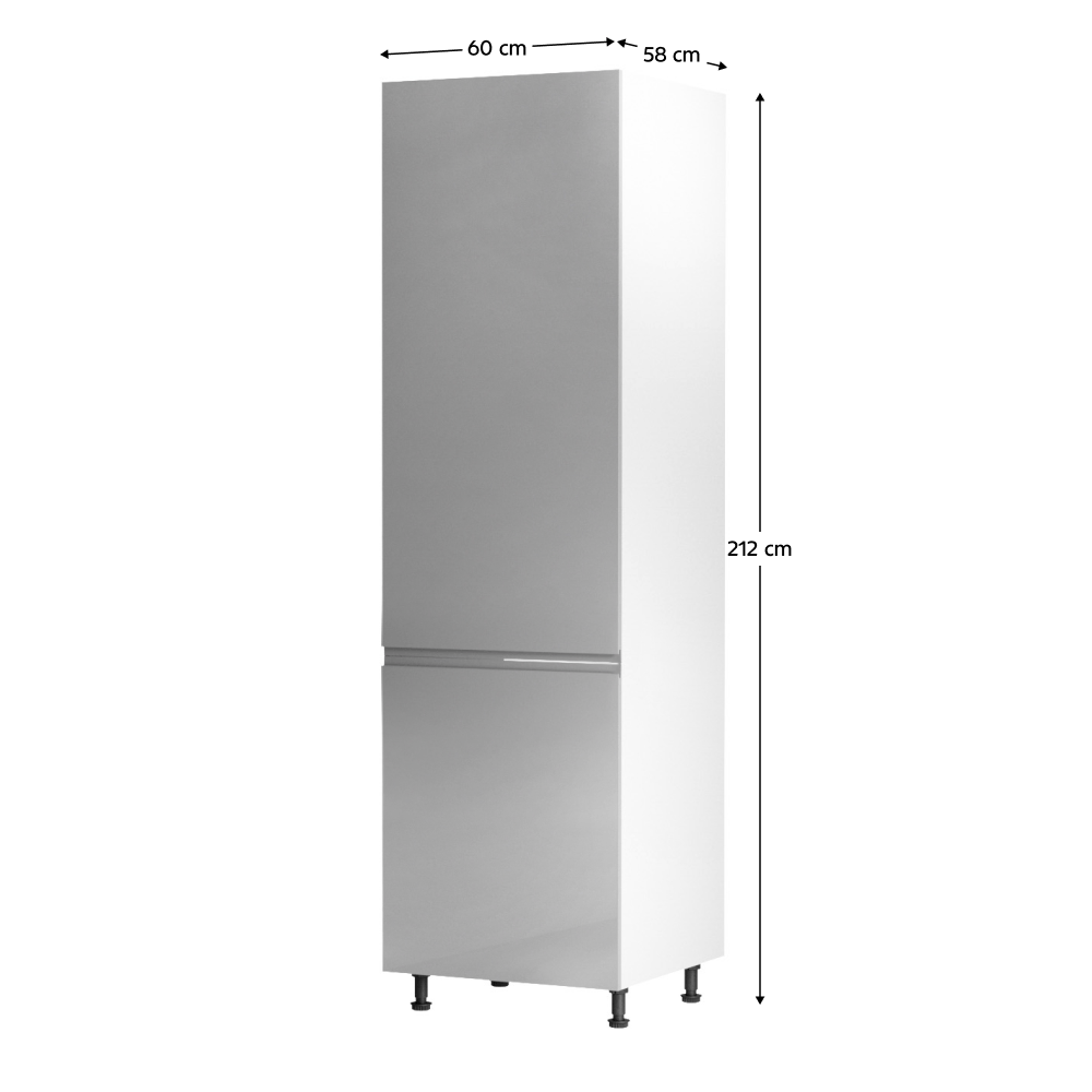 Dulap pentru frigider, alb/gri extra lucios, stanga, AURORA D60ZL — imaginea 2