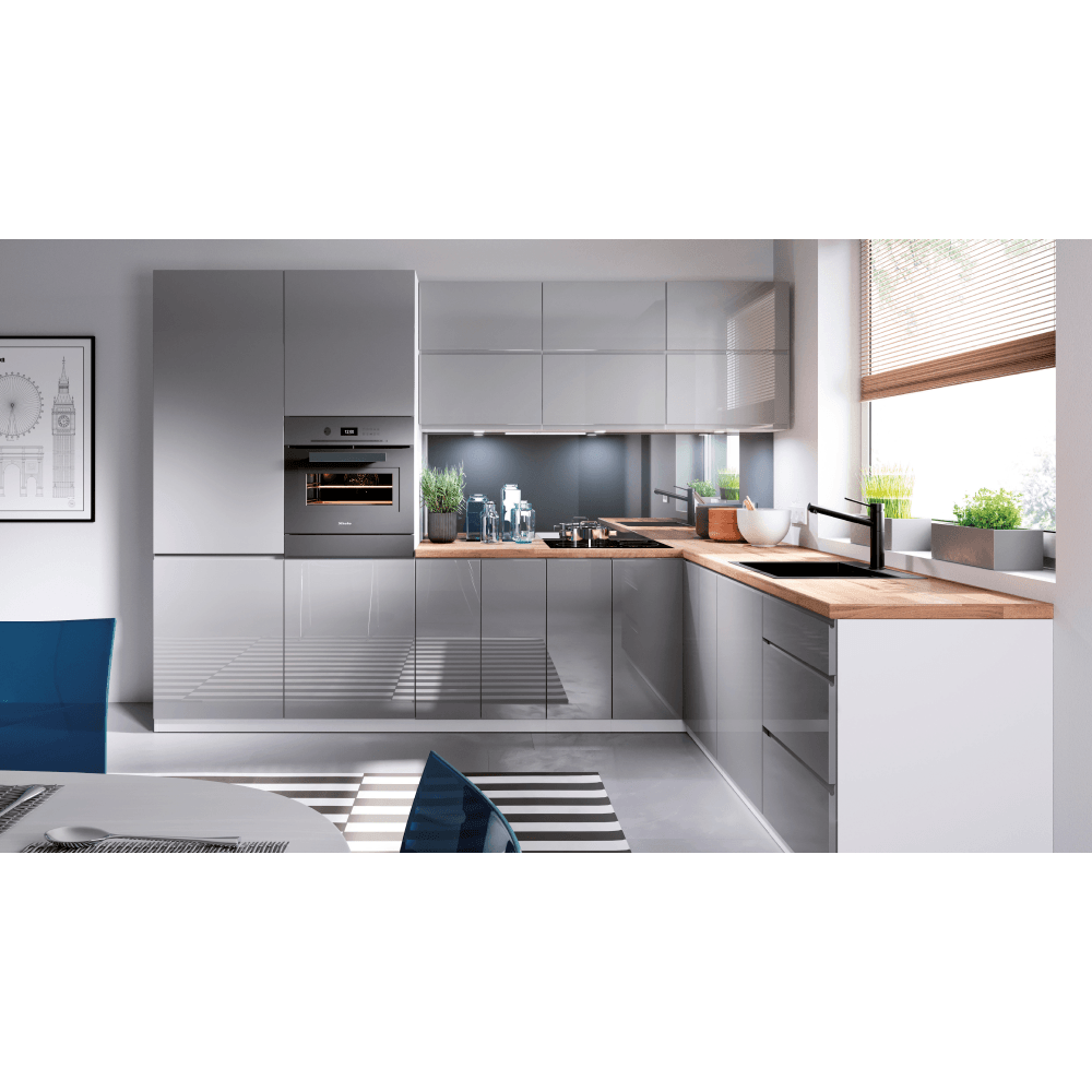 Dulap superior, alb/gri extra lucios, AURORA G50K — imaginea 4