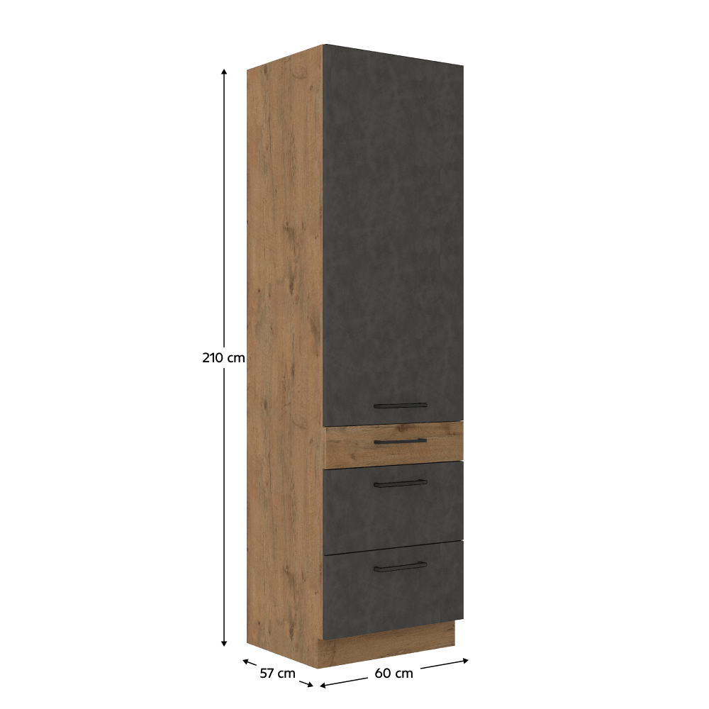 Dulap inalt, stejar lancelot/gri mat, VEGA 60 DKS-210 3S 1F — imaginea 6