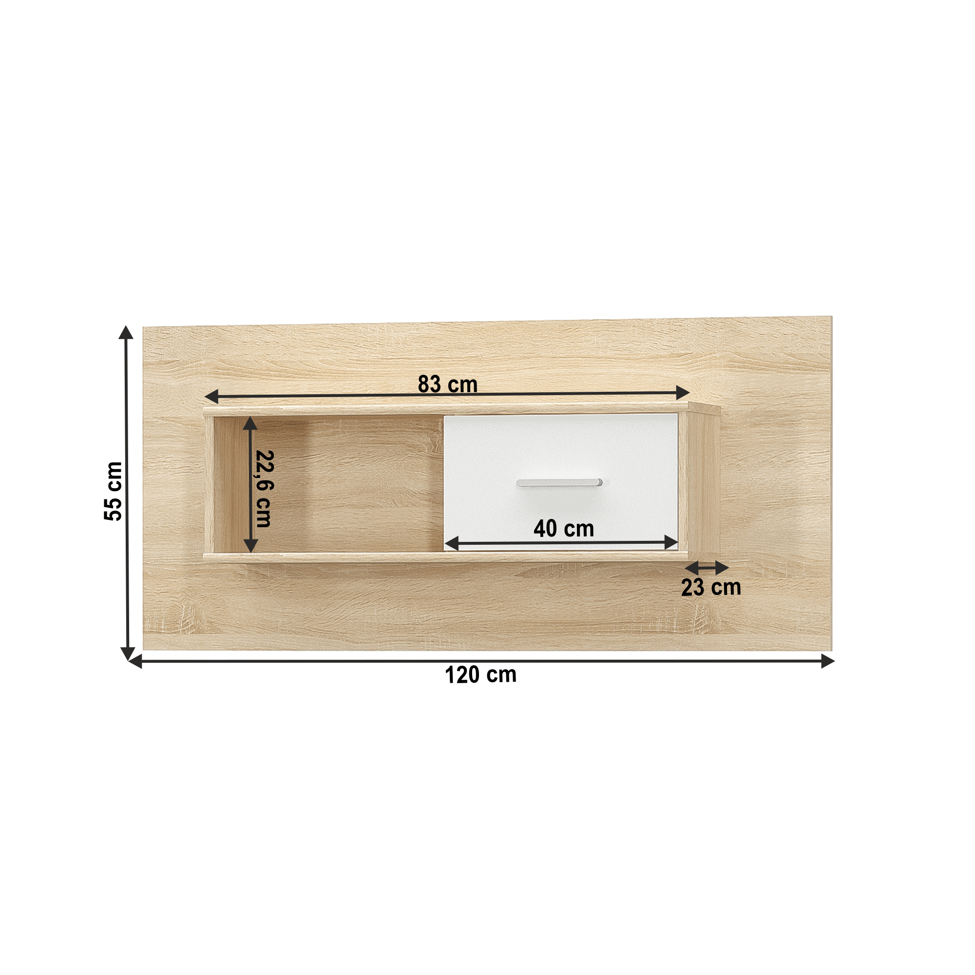 Dulap suspendat 1D, alb/stejar sonoma, TEYO — imaginea 4