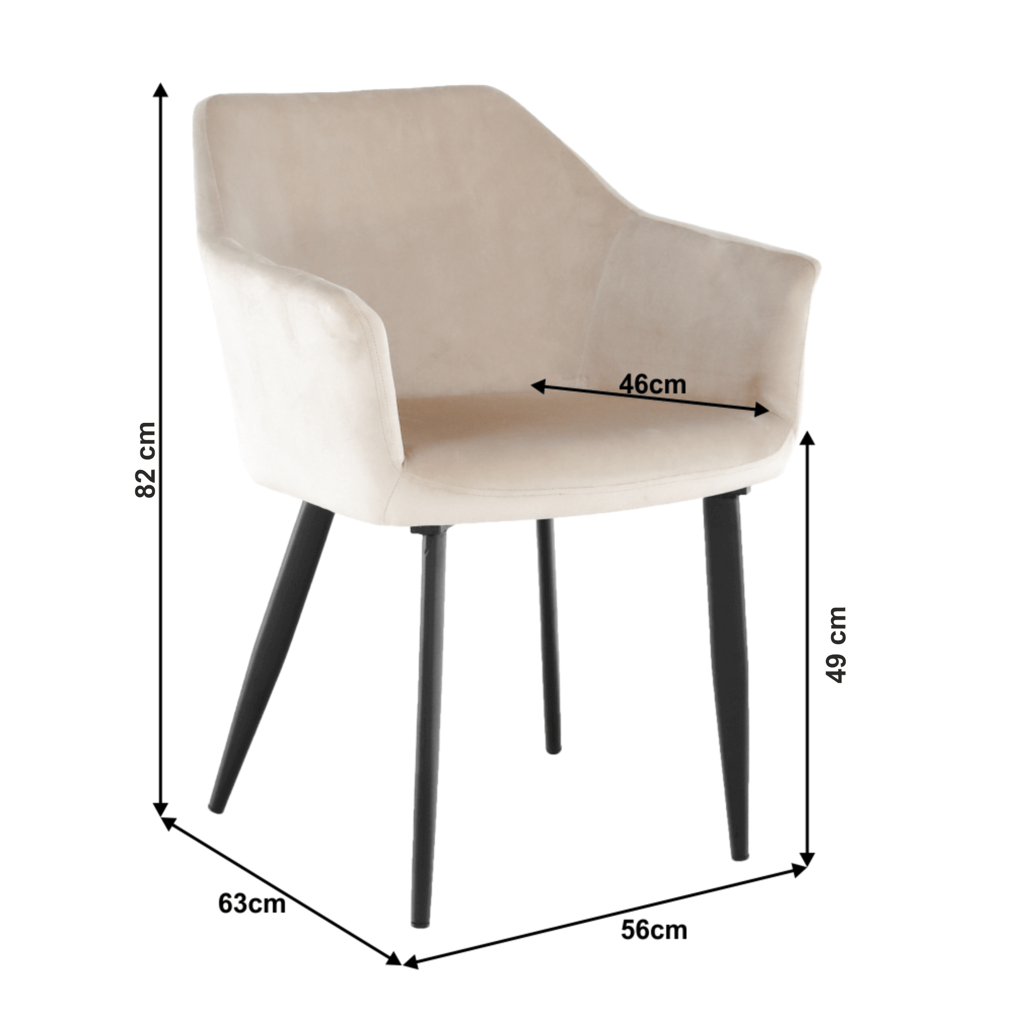 Scaun, material bej / picioare negre, ODOVEL — imaginea 17