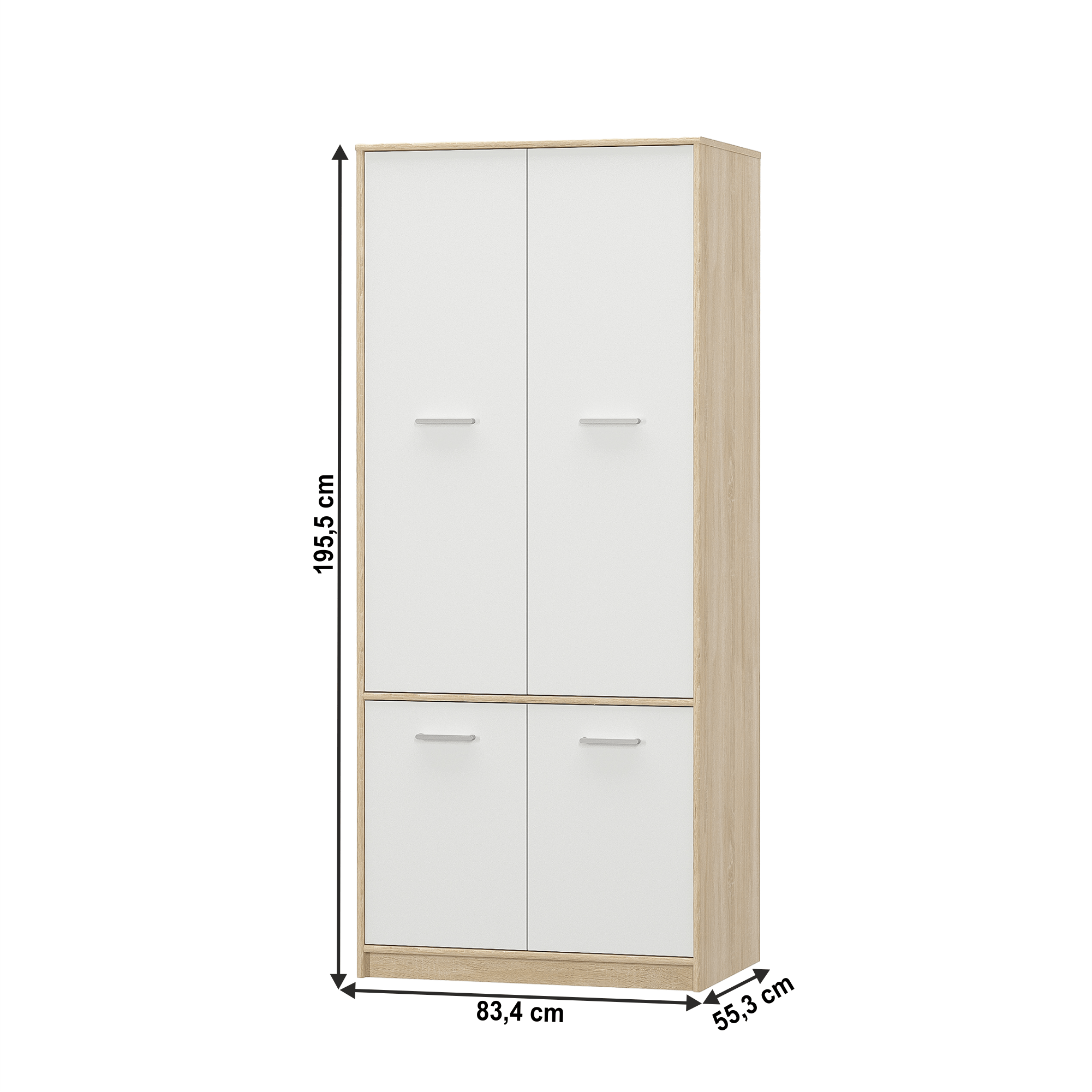 Cuier cu 4 usi, alb /stejar sonoma, TEYO — imaginea 3