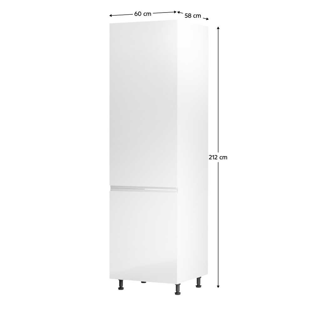 Dulap pentru frigider, alb/alb luciu extra ridicat, de stanga, AURORA D60ZL — imaginea 3
