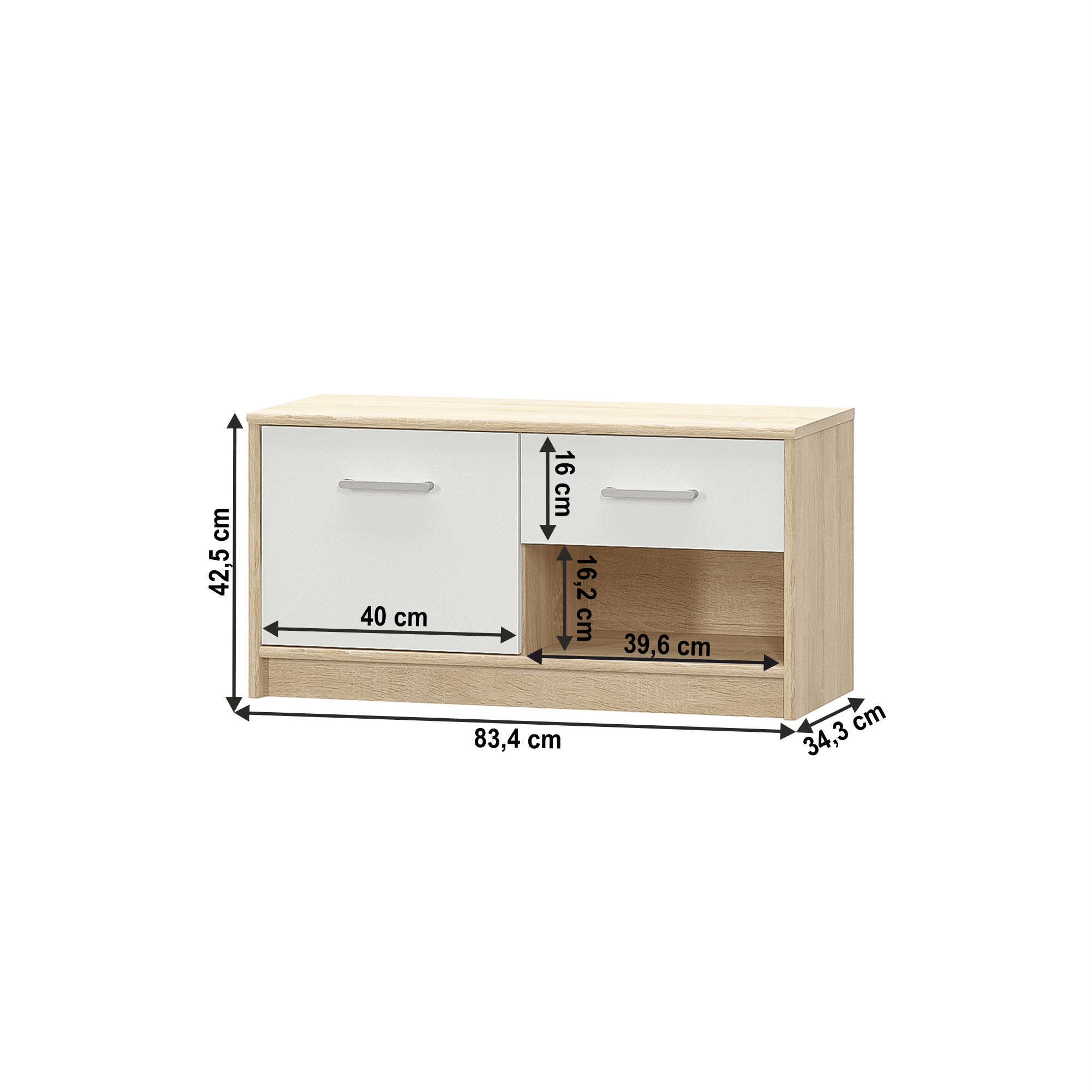 Comoda 1D1S, alb/stejar sonoma, TEYO — imaginea 4