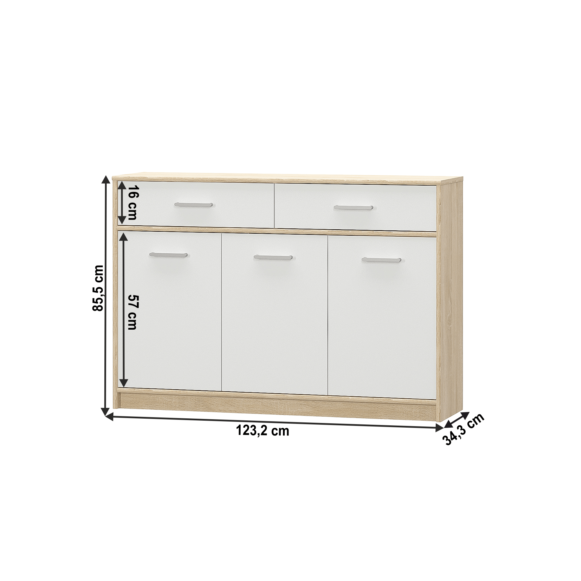 Comoda 3D2S, alb/stejar sonoma, TEYO — imaginea 5