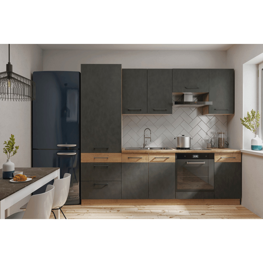 Dulap inferior de colt, gri mat/stejar lancelot, VEGA 90x90 DN 1F BB — imaginea 8