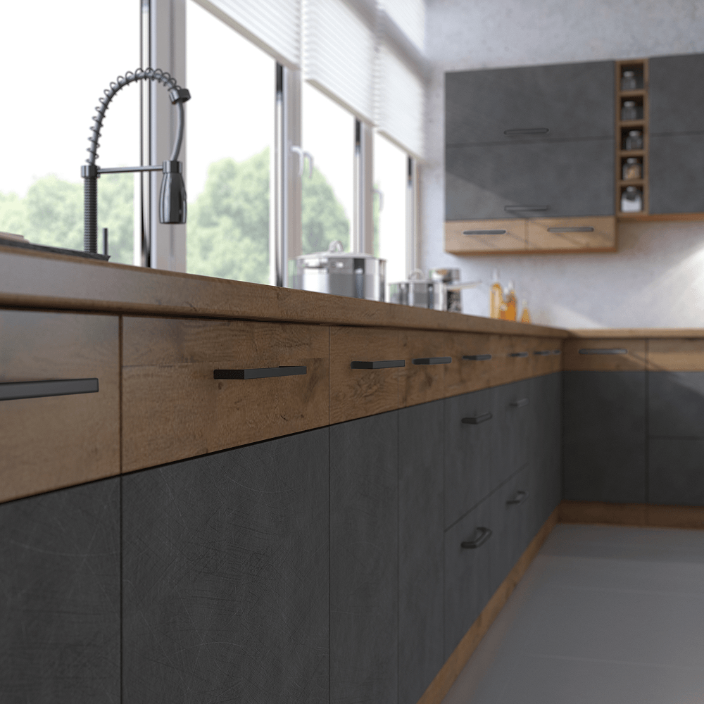 Dulap inferior de colt, gri mat/stejar lancelot, VEGA 90x90 DN 1F BB — imaginea 15
