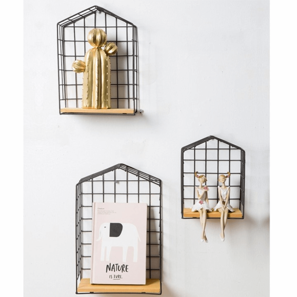 Set de 3 rafturi, natural/negru, AZURI — imaginea 15